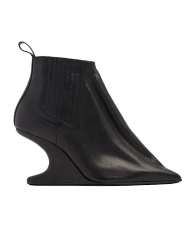 Rick Owens 80mm Ankle Taco Leather Ankle Boots In Black