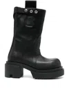 Rick Owens Block Heel Mid-calf Leather Boots In Black