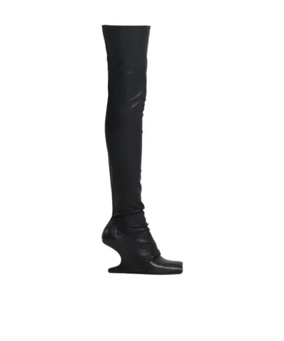 Rick Owens 80mm Cantilever Leather Sock Boots In Black