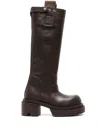 Rick Owens 80mm Polished-leather Knee-high Boots In Brown