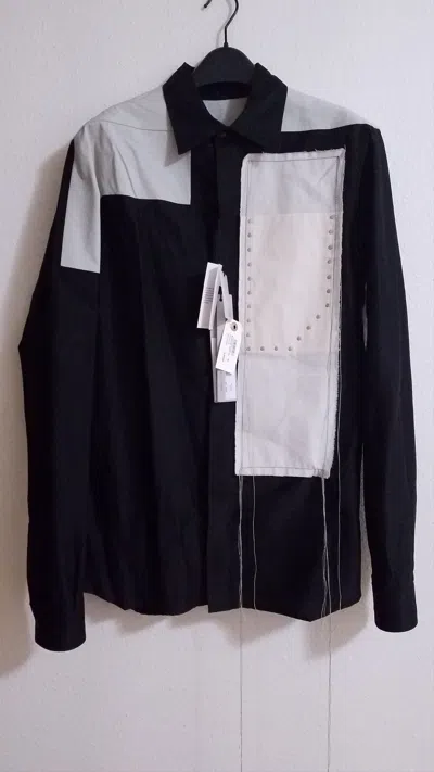 Pre-owned Rick Owens $990 Babel Ss19 Panel Silk Shirt In Black