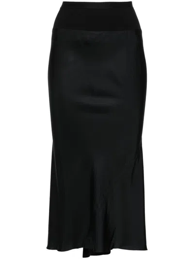 Rick Owens Black A Line Midi Skirt