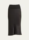 Rick Owens A-line Bias Satin Midi Skirt In Dark Dust