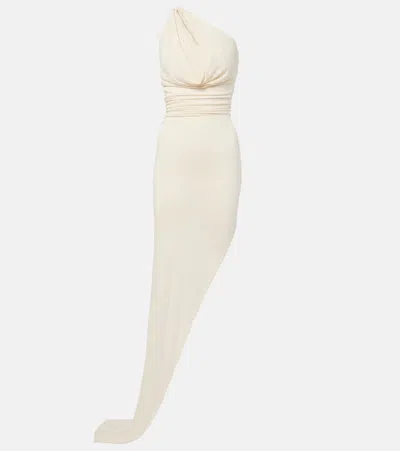 Rick Owens Aaliyah Asymmetric Draped Gown In Neutral