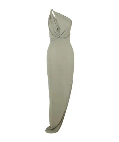 Rick Owens Aaliyah One-shoulder Jersey Gown In Green