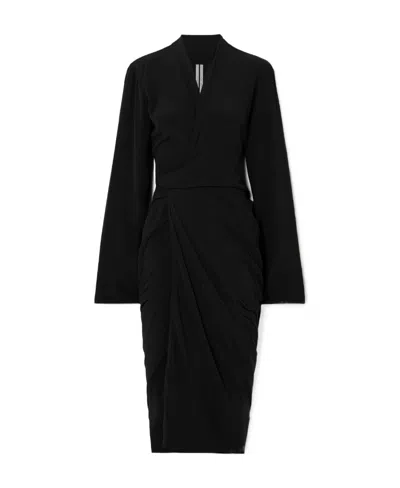 Rick Owens Tie-fastening Crepe Wrap Dress In Black