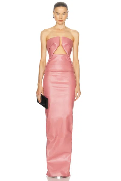 Rick Owens Pink Porterville Prong Denim Maxi Dress In 23 Thulian