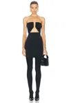 Rick Owens Prong Cutout Coated Denim Bustier Dress In Black