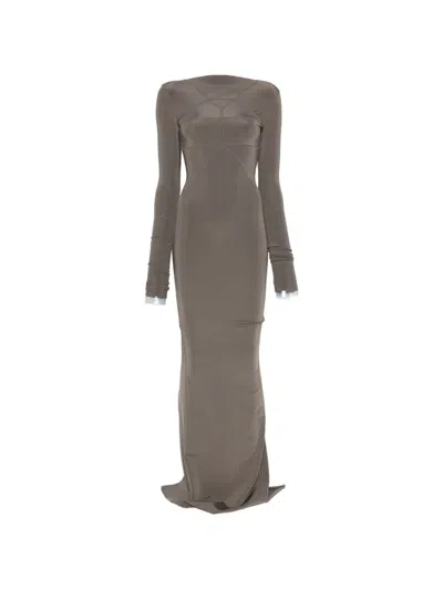 Rick Owens Abito Temple Gown In Gray