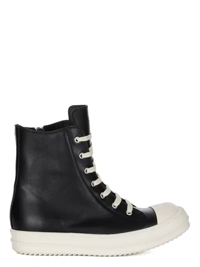 Rick Owens Above-ankle Sneakers With Shark-toothed Sole In Black