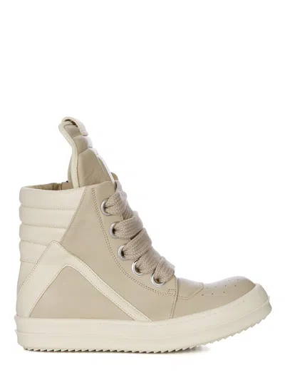 Rick Owens Above-the-ankle Jumbo Lace Sneakers In Neutral