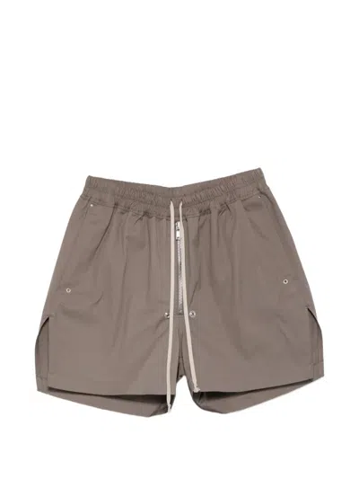 Rick Owens Above-the-knee Mini Poplin Shorts With Drawstring Waist In Brown