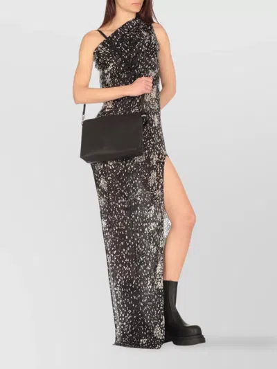 Rick Owens Abstract One-shoulder Sheer Overlay Dress In Black