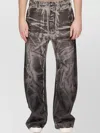 Rick Owens Abstract Pattern Wide Leg Jeans In Brown