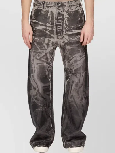 RICK OWENS ABSTRACT PATTERN WIDE LEG JEANS