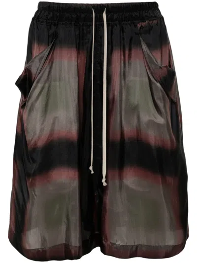 Rick Owens Abstract-print Shorts In Black