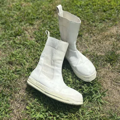 Pre-owned Rick Owens Abstract Removed Beetle Boots In White