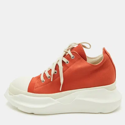 Pre-owned Rick Owens Abstract Size 42 Orange Canvas Platform Lace Up Low Top Sneakers