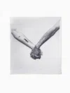 Rick Owens Square White Silk Scarf With Joined Hands Print In White