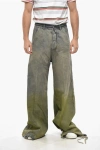 Rick Owens Acid-wash Effect Wide Leg Jeans With Frayed Hem 38cm In Multi