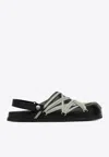 Rick Owens Megalace Mule Granola Black Leather Sandals In Black