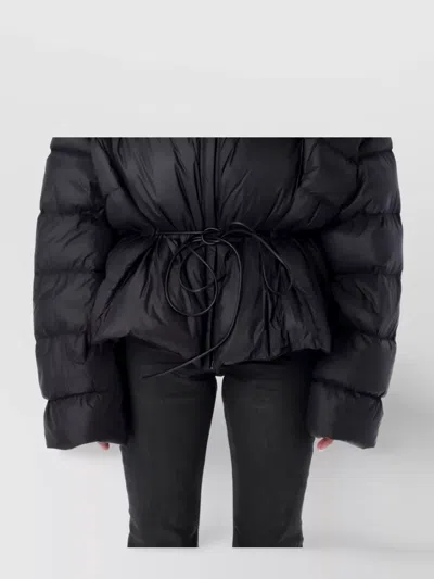 Rick Owens Adjustable Waist Tie Quilted Jacket In Black