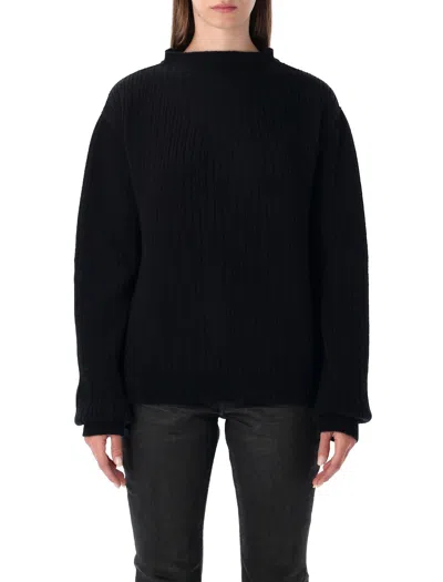 Rick Owens Al Black Heavy Wool Sweater In Multi