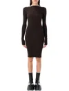 Rick Owens Ribbed Texture Knee-length Dress With Open Back In Brown