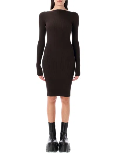 Rick Owens Al Fitted Ribbed Midi Dress In Black
