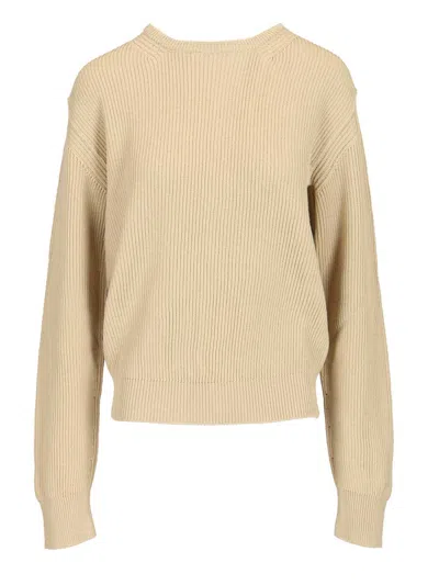 Rick Owens Round-neck Long-sleeved Knitted Sweater In Brown