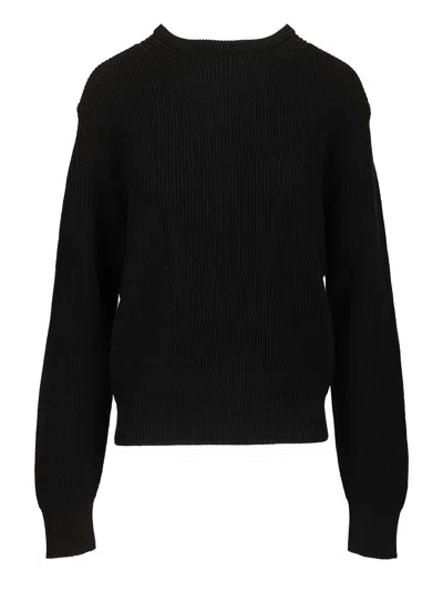 Rick Owens Round-neck Long-sleeved Knitted Sweater In Black