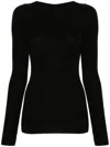 Rick Owens Ribbed-knit Long-sleeved T-shirt In Black