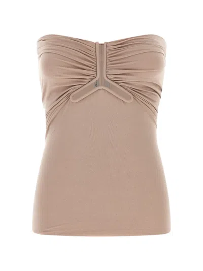 Rick Owens Alannah Strapless Ruched Elasticated Top In Brown