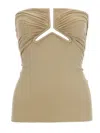 Rick Owens Beige Solid Strapless Top In Brown