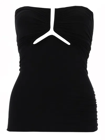 Rick Owens Alannah Prong Cutout Bustier Top In Black