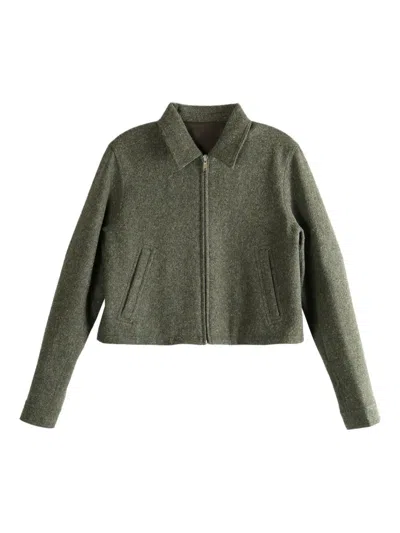 Rick Owens Alice Brad Cropped Zip-up Jacket In Green