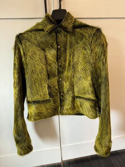 Pre-owned Rick Owens Alice Fur Jacket In Green