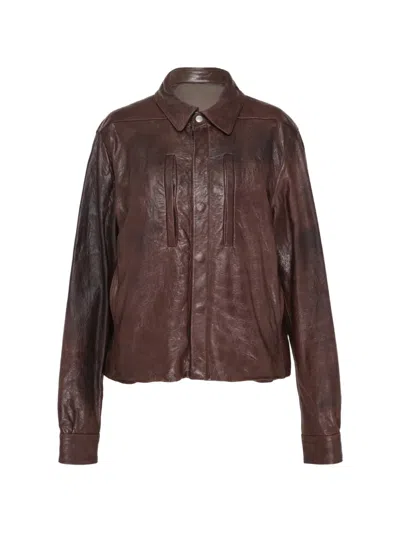 Rick Owens Alice Leather Jacket In Burgundy