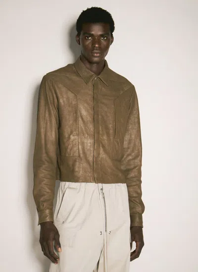 Rick Owens Leather Jacket In 35 Bean