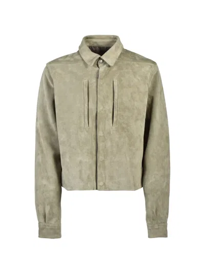 Rick Owens Alice Suede Panelled Jacket In Green