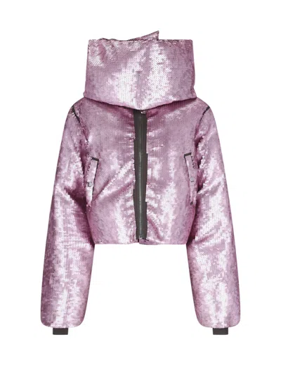 Rick Owens All-over Sequin Down Jacket In Pink