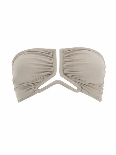 Rick Owens Allanah Bandeau Bikini Top Ruched Cutout In Brown