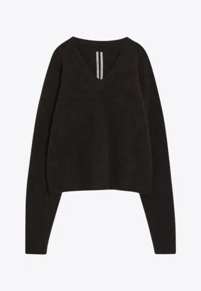 Rick Owens Alpaca-blend V-neck Sweater In Black