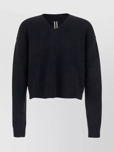 RICK OWENS ALPACA KNIT V-NECK OVERSIZED SWEATER