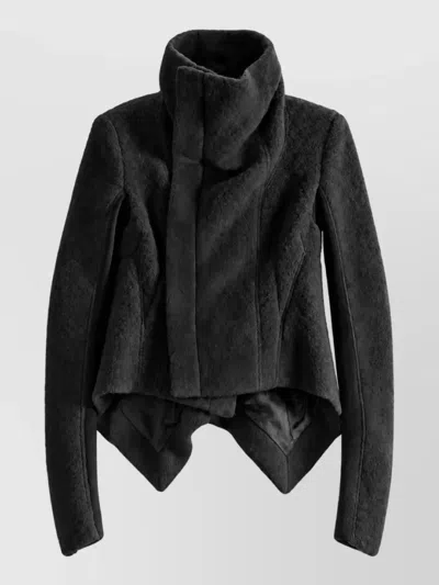 Rick Owens Alpaca Virgin Wool Buttoned Coat In Black