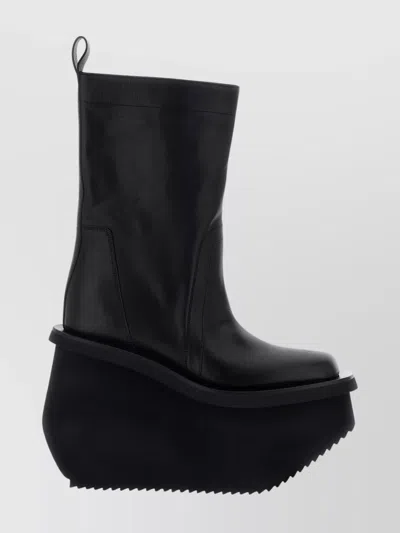 RICK OWENS ANKLE BOOTS WITH PLATFORM AND SQUARE TOE