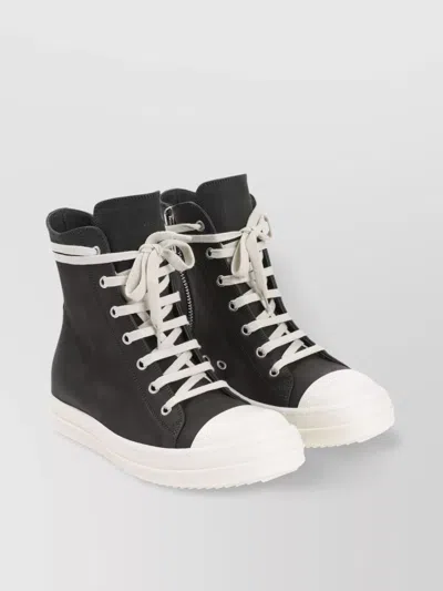 Rick Owens Ankle-high Leather High-top Sneakers In Green