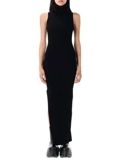 Rick Owens Ankle-length Tube Dress With Turtle Neck In Black