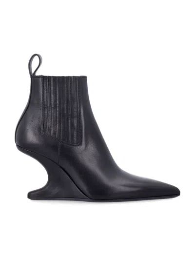 Rick Owens Ankle Boot With Pointed Toe And Sculptural Heel In Black