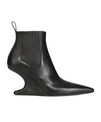 Rick Owens Leather Ankle Boots In Black